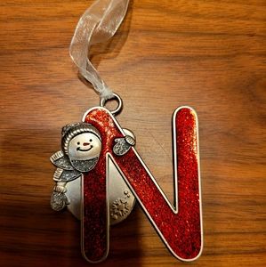 Letter "N" Snowman Ornament